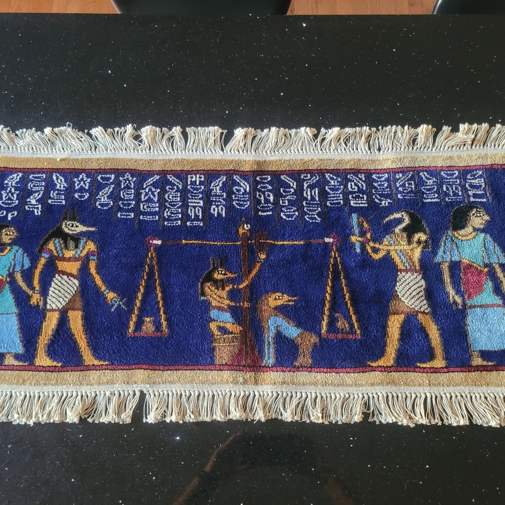 New Egyptian Handwoven Wool Tapestry, 20 wide x 40 long.